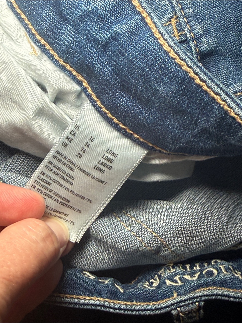American Eagle Outfitters Blue Jean Denim Hi-Rise Jegging Distressed 16 Long - Picture 6 of 9